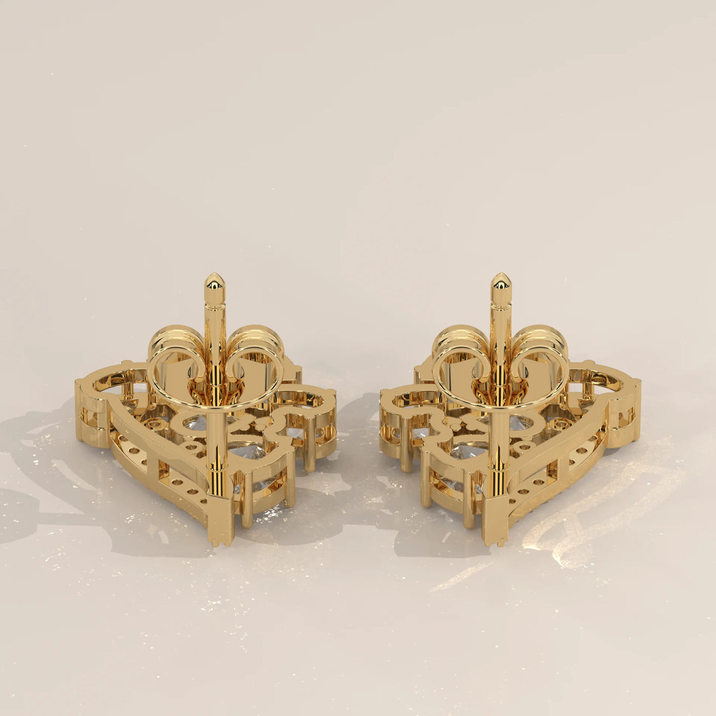Side Profile: Pear Diamond Stud Earrings with Cluster Setting in Yellow Gold – Lab Grown – Driona Jewels