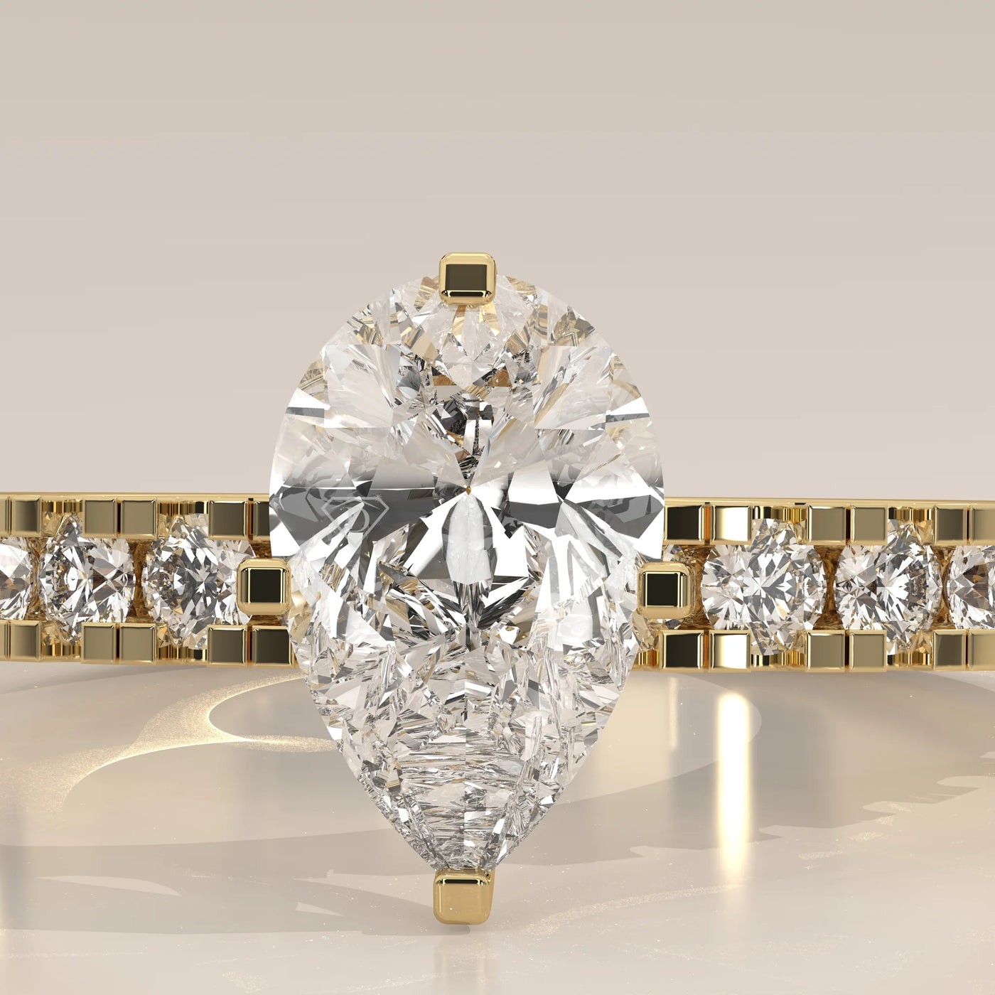 Stone Detail: Pear Lab Grown Diamonds in Pavé Setting – Yellow Gold – Driona Jewels