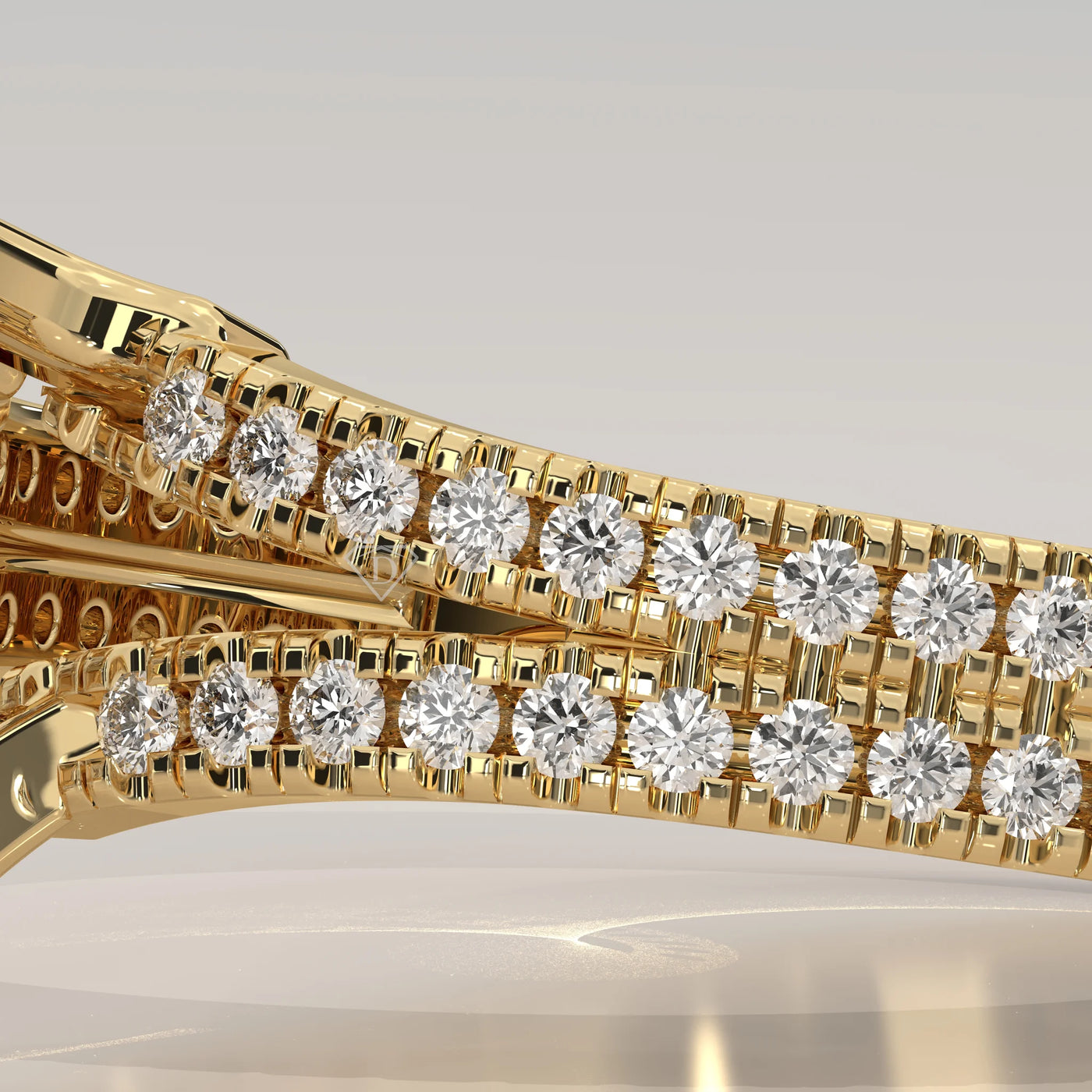 Close-Up: Pear Diamond Engagement Ring with Pavé Setting in Yellow Gold – Lab Grown – Driona Jewels