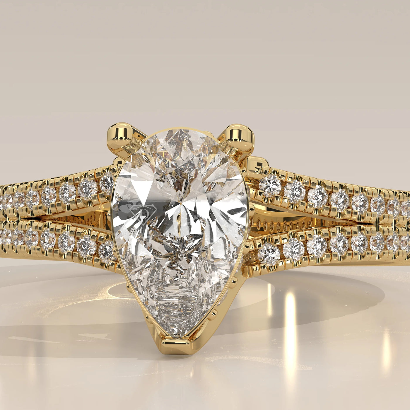 Stone Detail: Pear Lab Grown Diamonds in Pavé Setting – Yellow Gold – Driona Jewels