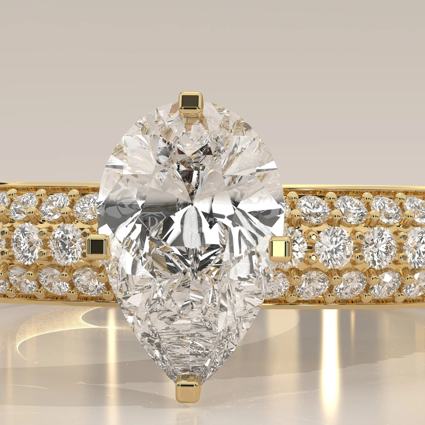 Stone Detail: Pear Lab Grown Diamonds in Pavé Setting – Yellow Gold – Driona Jewels