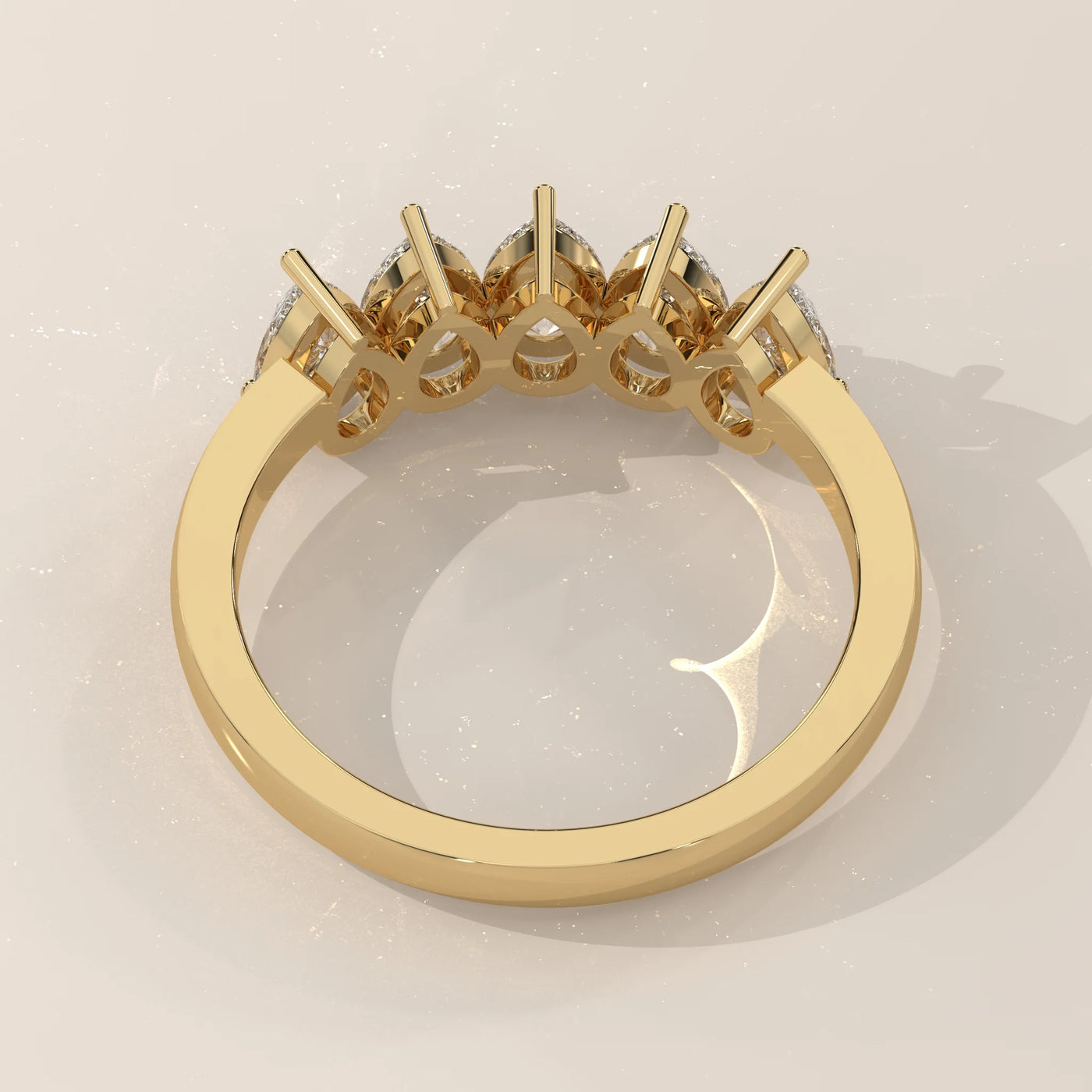 Top View: Pear Diamond Band with Prong Setting in Yellow Gold – Lab Grown – Driona Jewels