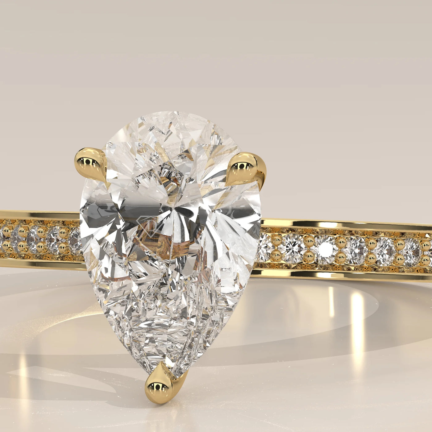 Stone Detail: Pear Lab Grown Diamonds in Solitaire Setting – Yellow Gold – Driona Jewels
