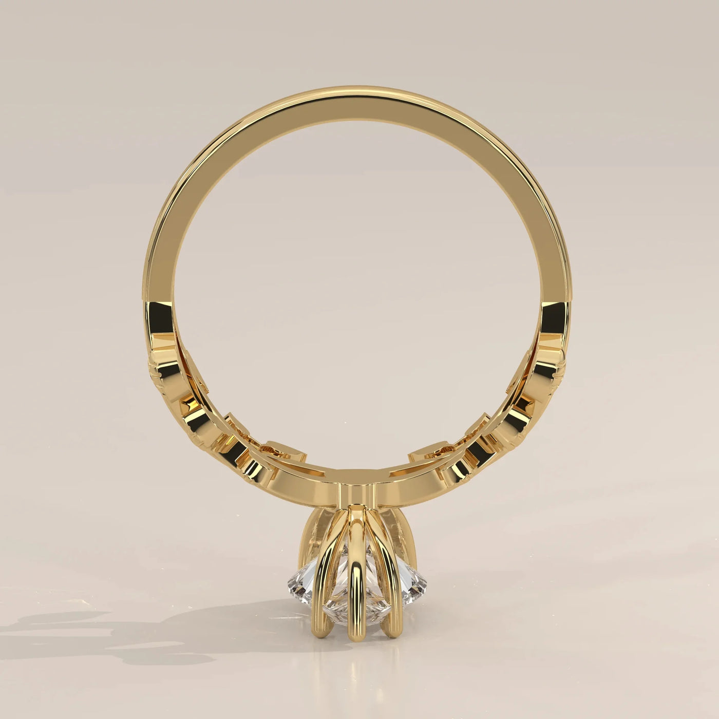Side Profile: Pear Diamond Ring with Prong Setting in Yellow Gold – Lab Grown – Driona Jewels