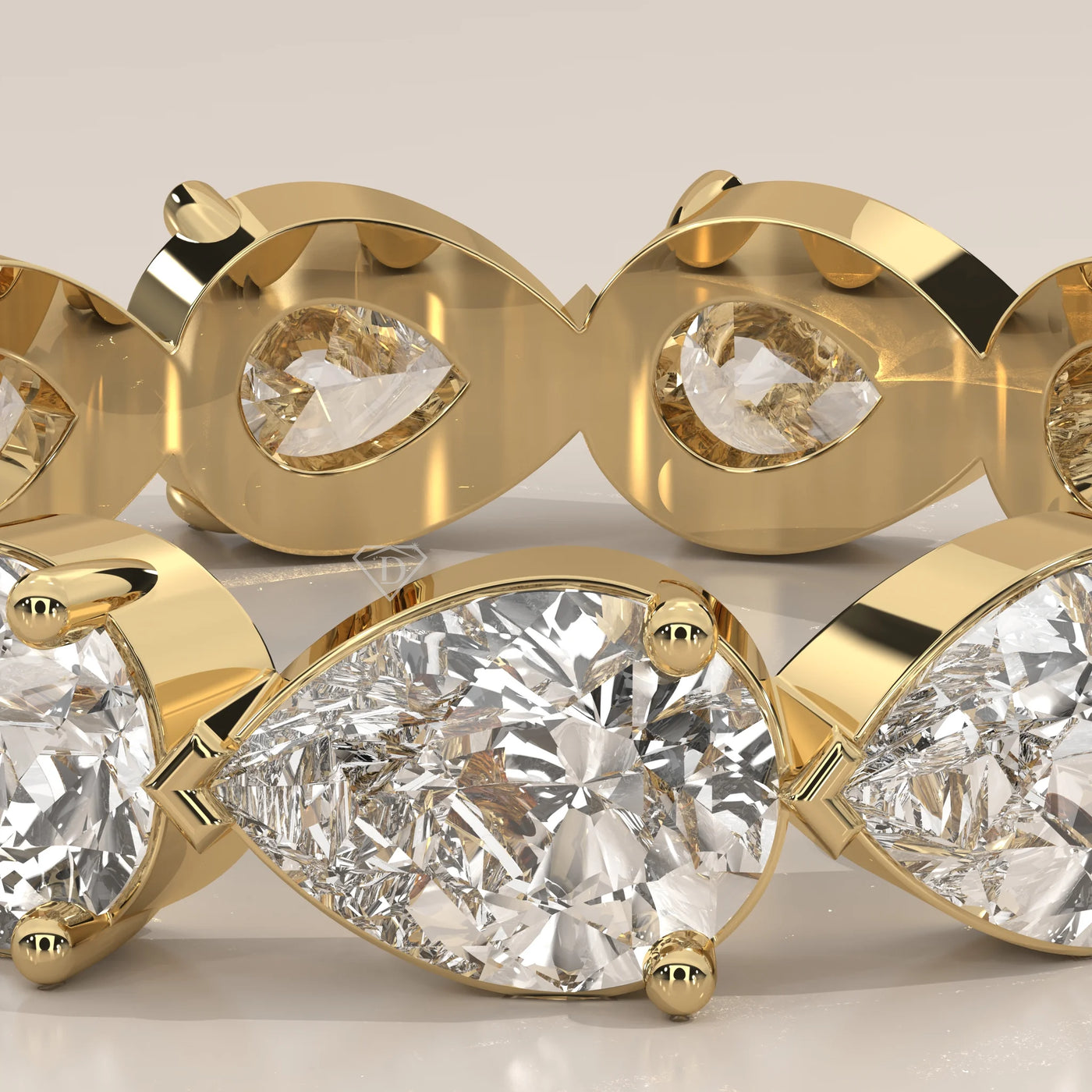 Stone Detail: Pear Lab Grown Diamonds in Eternity Setting – Yellow Gold – Driona Jewels