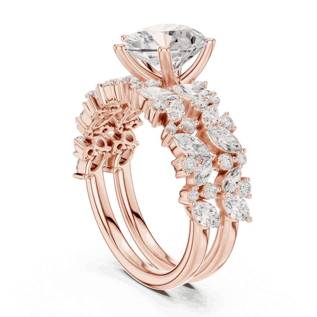 Pear Diamond Floral Halo Engagement Ring Rose Gold 18K | Lab Grown | Driona Jewels