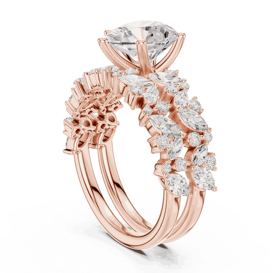 Pear Diamond Floral Halo Engagement Ring Rose Gold 18K | Lab Grown | Driona Jewels