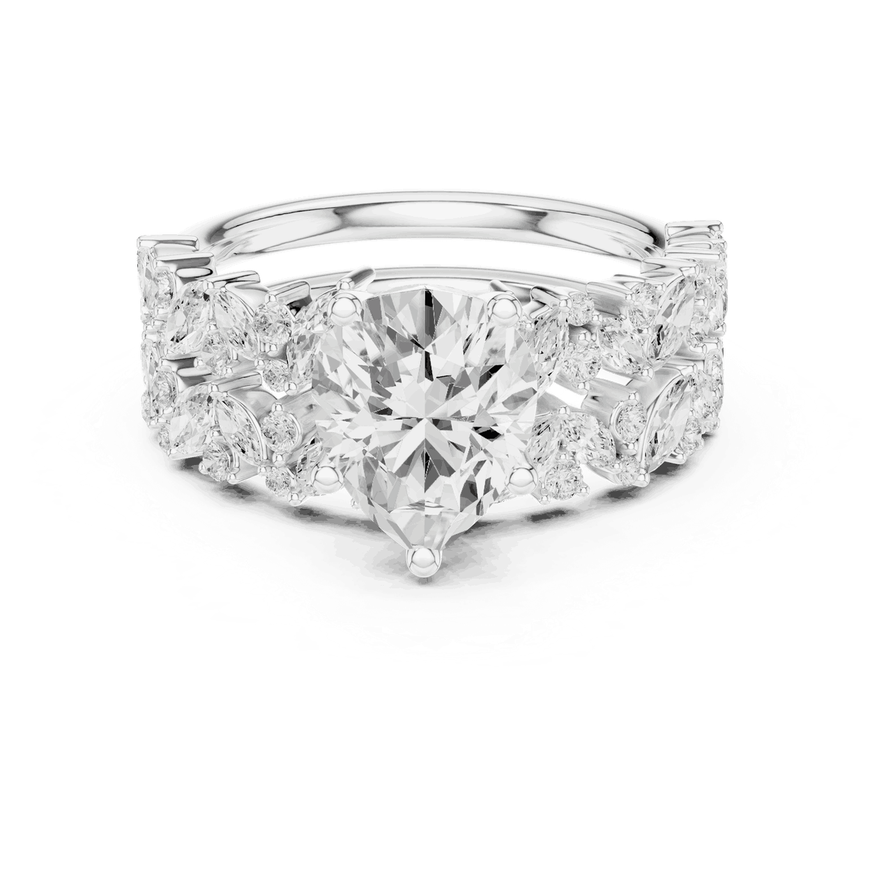 Pear Diamond Floral Halo Engagement Ring Rose Gold 18K | Lab Grown | Driona Jewels