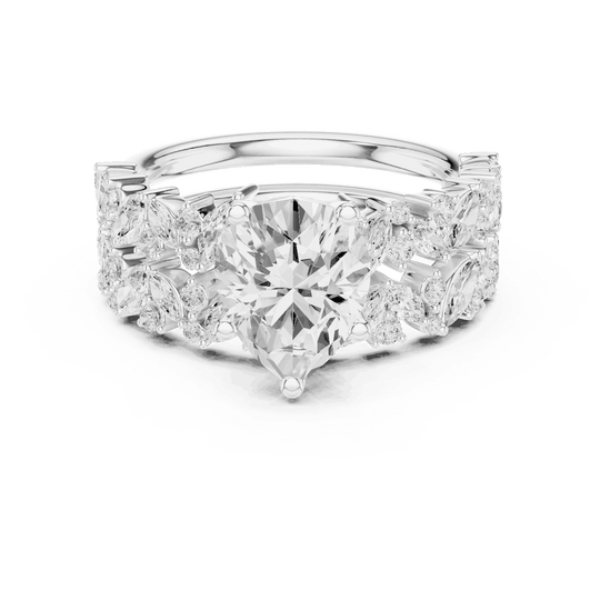 Pear Diamond Floral Halo Engagement Ring Rose Gold 18K | Lab Grown | Driona Jewels