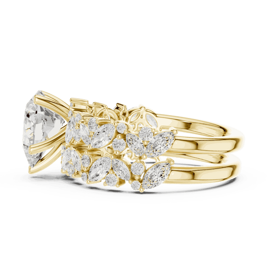 Pear Diamond Floral Halo Engagement Ring Rose Gold 18K | Lab Grown | Driona Jewels