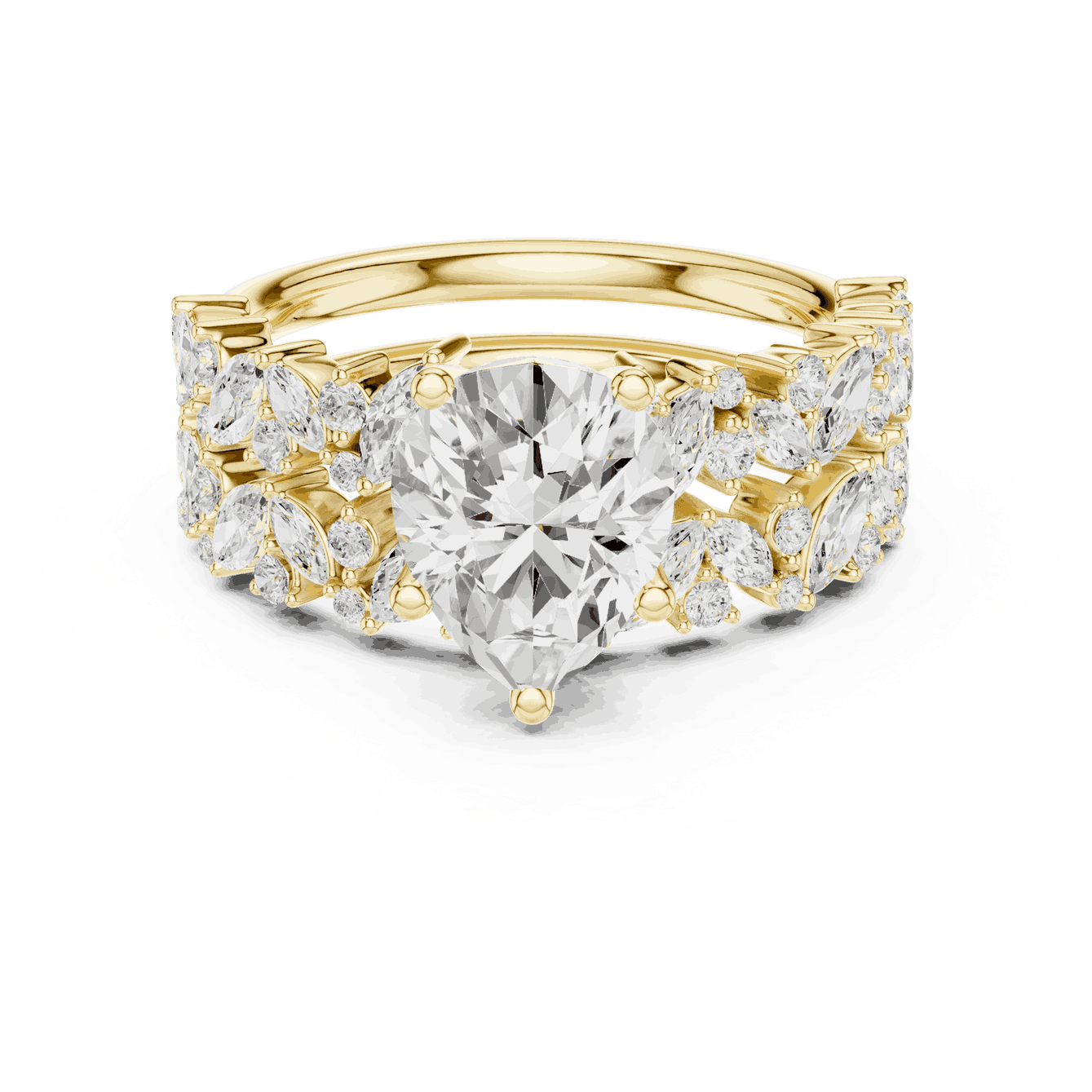 Pear Diamond Floral Halo Engagement Ring Rose Gold 18K | Lab Grown | Driona Jewels