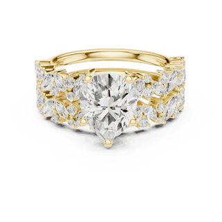 Pear Diamond Floral Halo Engagement Ring Rose Gold 18K | Lab Grown | Driona Jewels