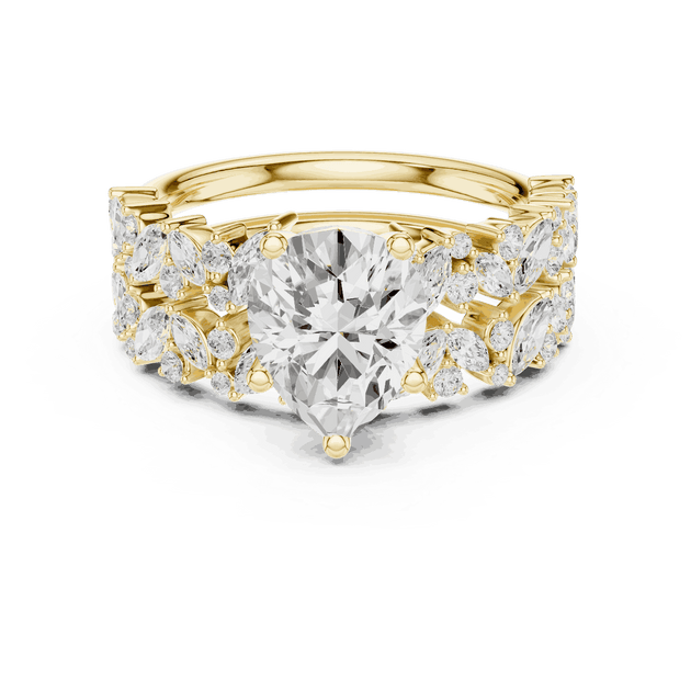 Pear Diamond Floral Halo Engagement Ring Rose Gold 18K | Lab Grown | Driona Jewels