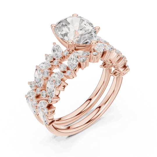 Pear Diamond Floral Halo Engagement Ring Rose Gold 18K | Lab Grown | Driona Jewels