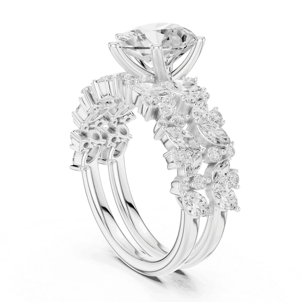 Pear Diamond Floral Halo Engagement Ring Rose Gold 18K | Lab Grown | Driona Jewels