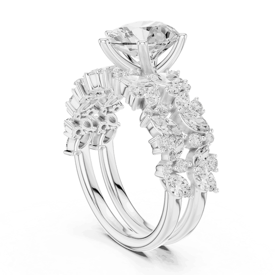Pear Diamond Floral Halo Engagement Ring Rose Gold 18K | Lab Grown | Driona Jewels