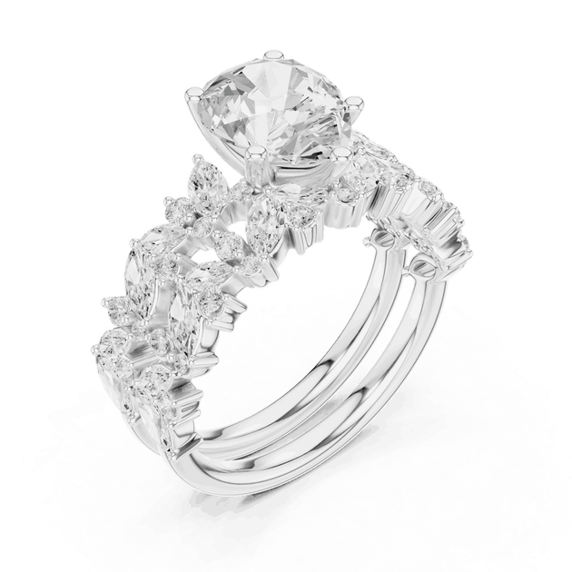Pear Diamond Floral Halo Engagement Ring Rose Gold 18K | Lab Grown | Driona Jewels