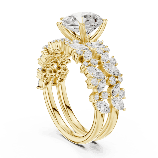 Pear Diamond Floral Halo Engagement Ring Rose Gold 18K | Lab Grown | Driona Jewels