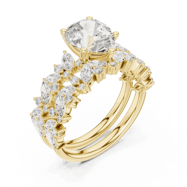 Pear Diamond Floral Halo Engagement Ring Rose Gold 18K | Lab Grown | Driona Jewels