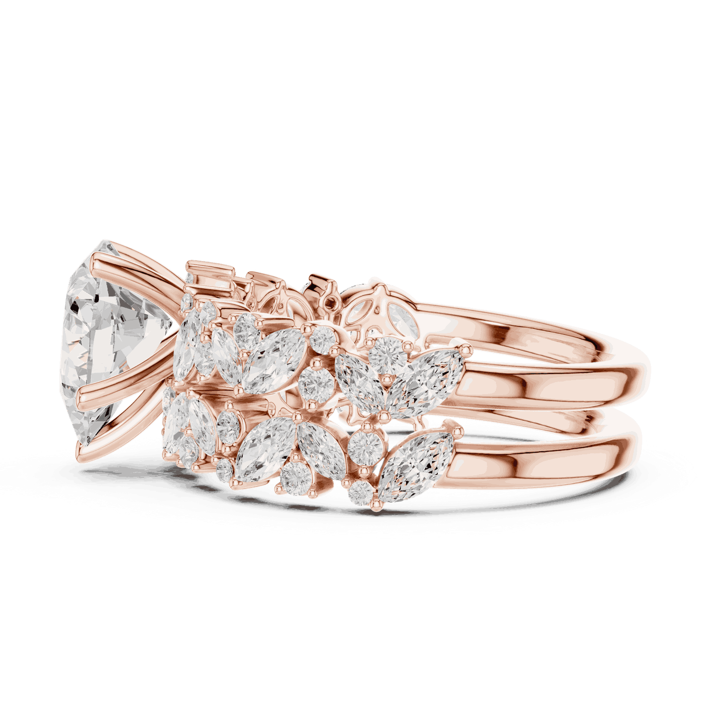 Pear Diamond Floral Halo Engagement Ring Rose Gold 18K | Lab Grown | Driona Jewels