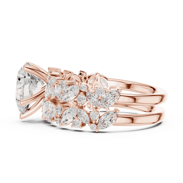 Pear Diamond Floral Halo Engagement Ring Rose Gold 18K | Lab Grown | Driona Jewels
