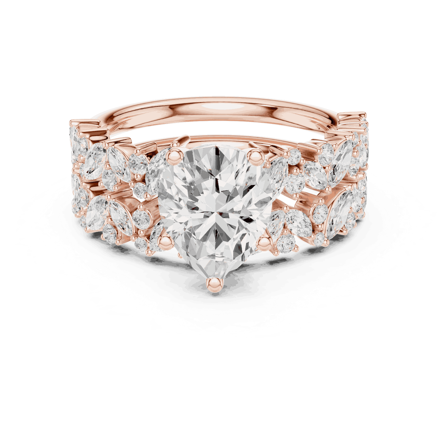 Pear Diamond Floral Halo Engagement Ring Rose Gold 18K | Lab Grown | Driona Jewels