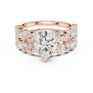 Pear Diamond Floral Halo Engagement Ring Rose Gold 18K | Lab Grown | Driona Jewels