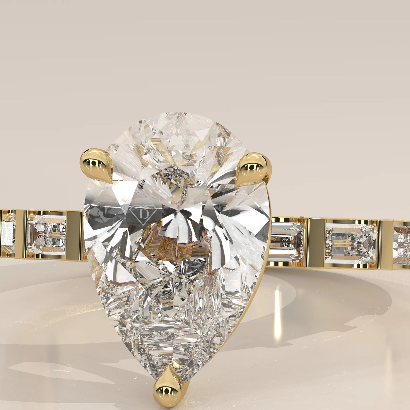 Stone Detail: Pear Lab Grown Diamonds in Prong Setting – Yellow Gold – Driona Jewels