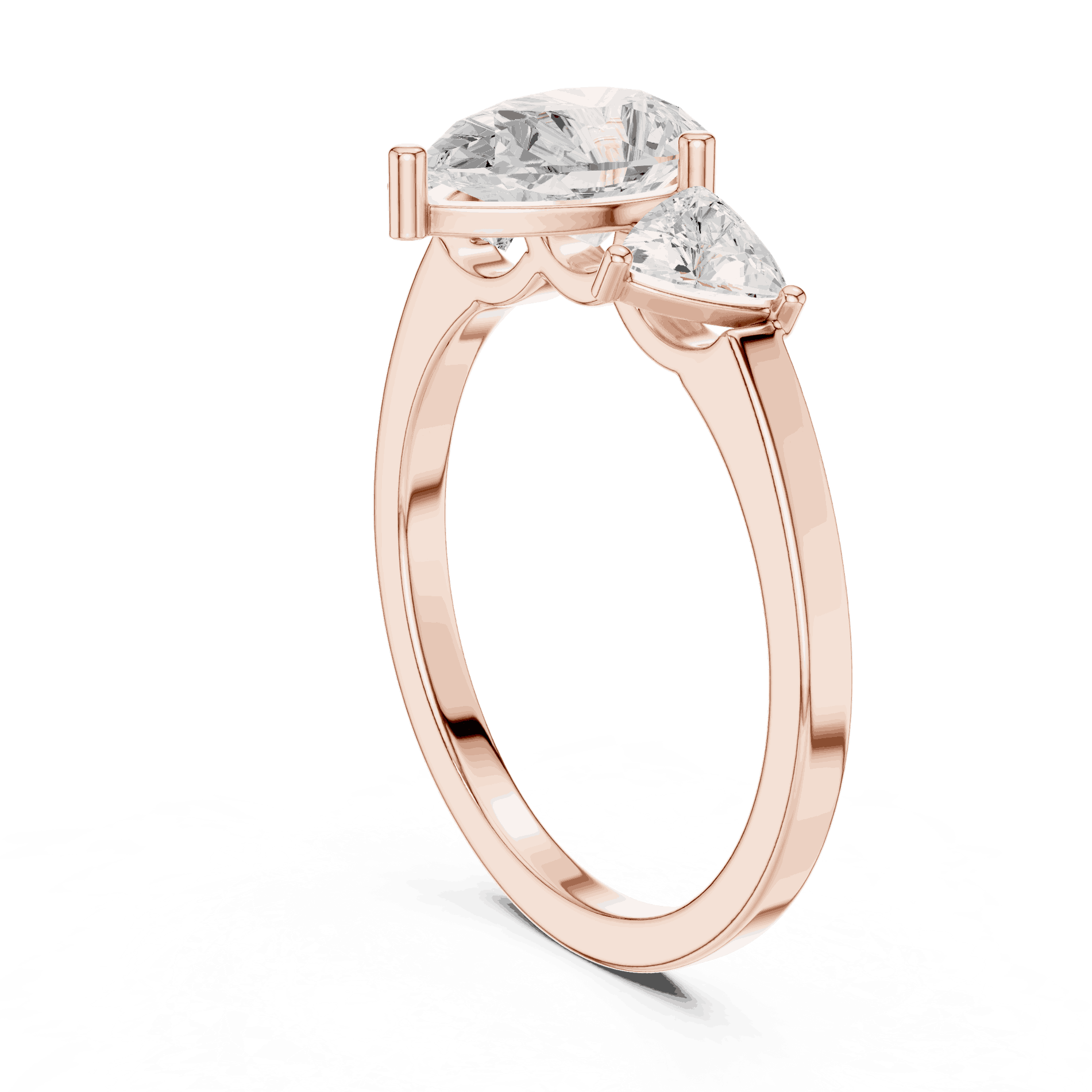 Pear Diamond Three Stone Engagement Ring Rose Gold 18K | Lab Grown | Driona Jewels