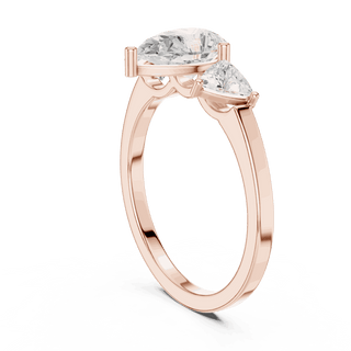 Pear Diamond Three Stone Engagement Ring Rose Gold 18K | Lab Grown | Driona Jewels