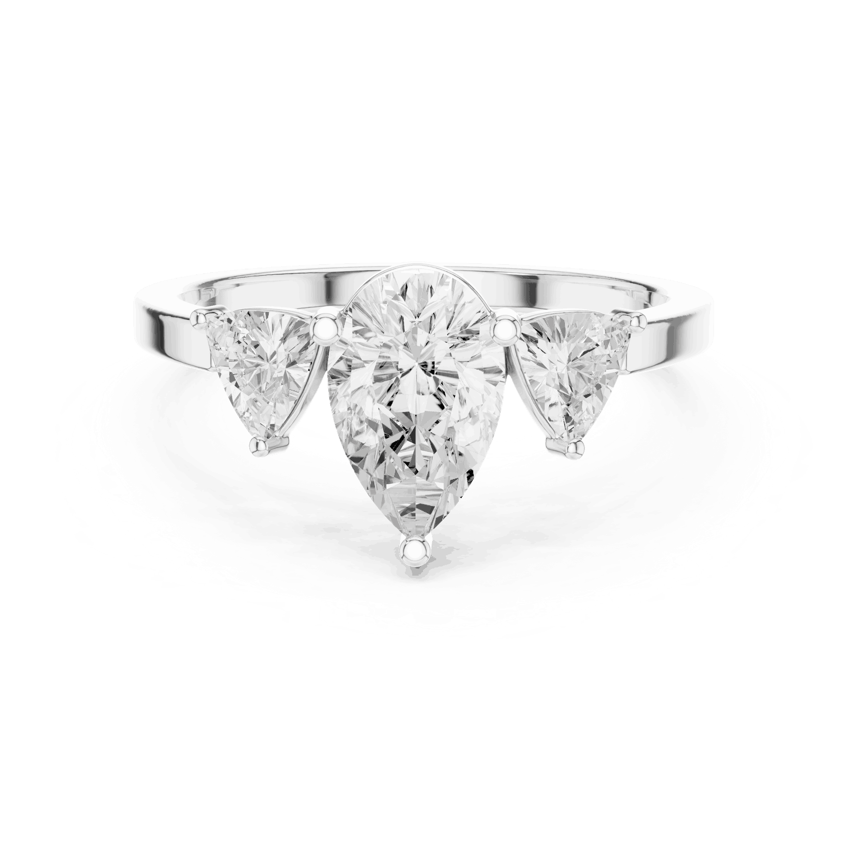 Pear Diamond Three Stone Engagement Ring Rose Gold 18K | Lab Grown | Driona Jewels