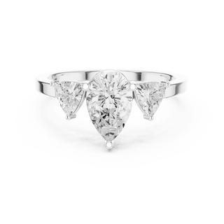 Pear Diamond Three Stone Engagement Ring Rose Gold 18K | Lab Grown | Driona Jewels