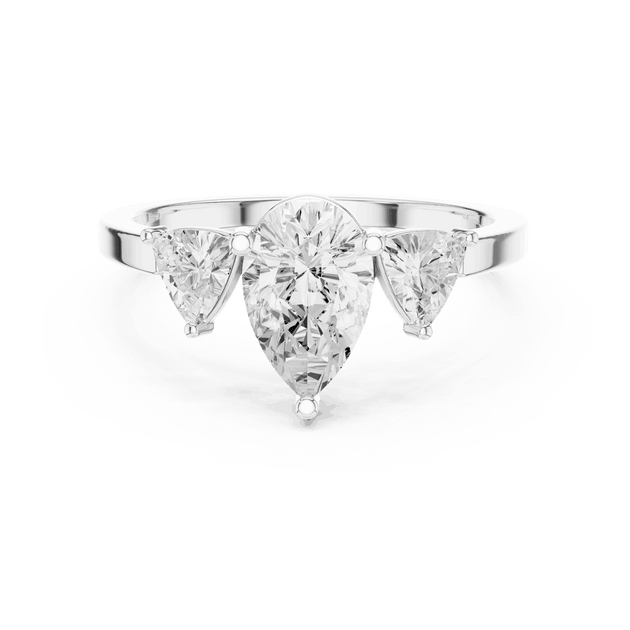 Pear Diamond Three Stone Engagement Ring Rose Gold 18K | Lab Grown | Driona Jewels