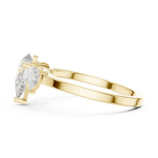 Pear Diamond Three Stone Engagement Ring Rose Gold 18K | Lab Grown | Driona Jewels