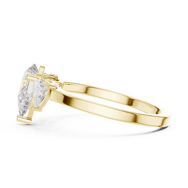 Pear Diamond Three Stone Engagement Ring Rose Gold 18K | Lab Grown | Driona Jewels