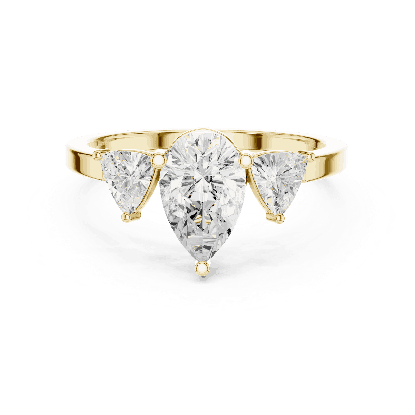 Pear Diamond Three Stone Engagement Ring Rose Gold 18K | Lab Grown | Driona Jewels
