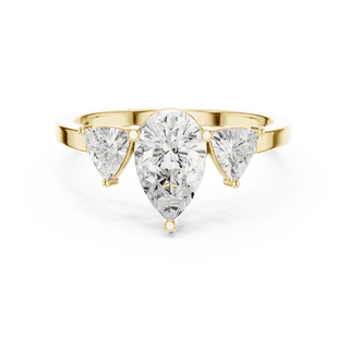 Pear Diamond Three Stone Engagement Ring Rose Gold 18K | Lab Grown | Driona Jewels