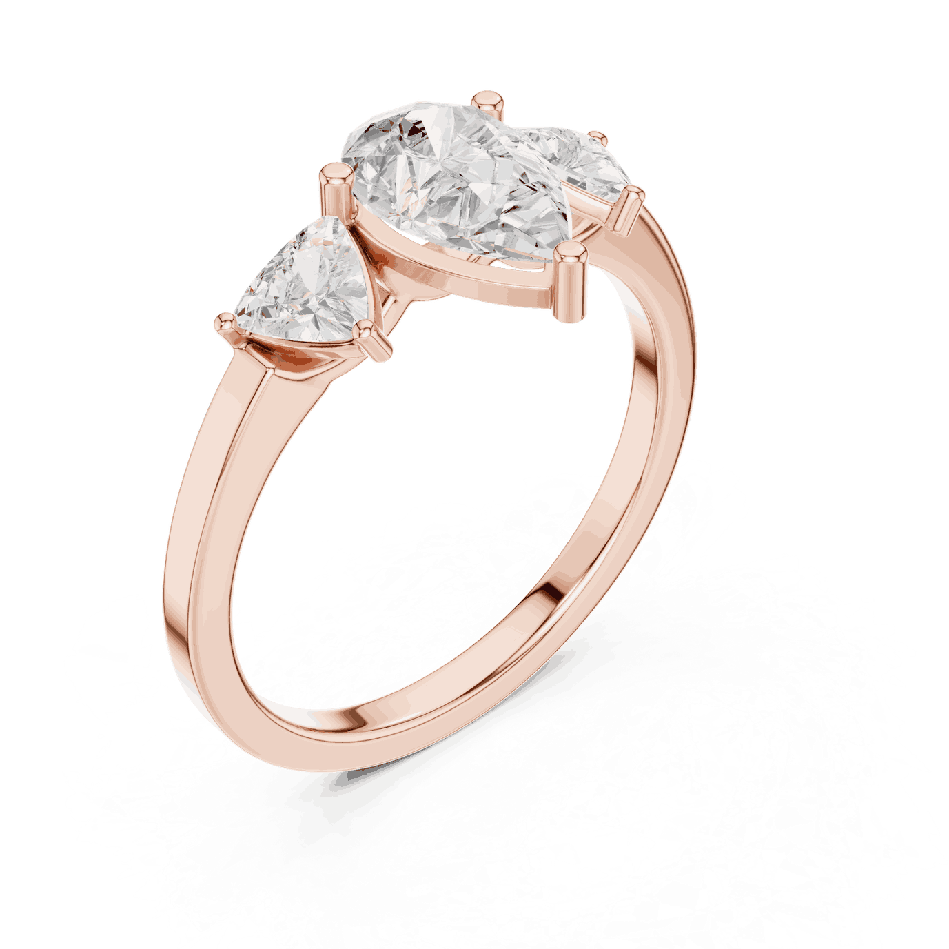 Pear Diamond Three Stone Engagement Ring Rose Gold 18K | Lab Grown | Driona Jewels