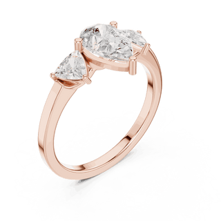 Pear Diamond Three Stone Engagement Ring Rose Gold 18K | Lab Grown | Driona Jewels