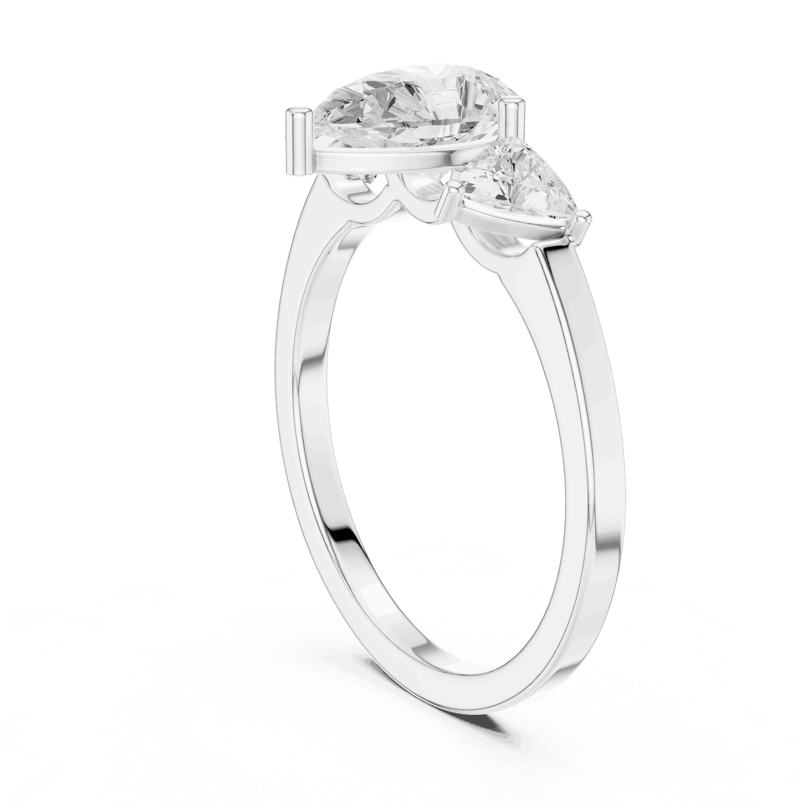 Pear Diamond Three Stone Engagement Ring Rose Gold 18K | Lab Grown | Driona Jewels