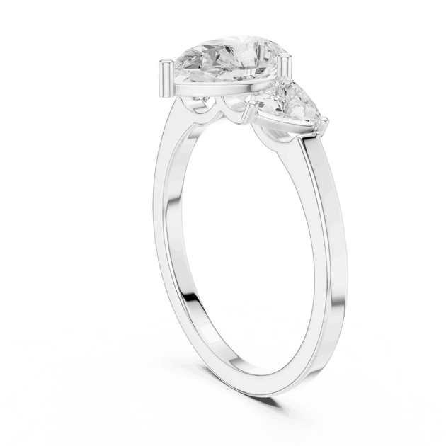 Pear Diamond Three Stone Engagement Ring Rose Gold 18K | Lab Grown | Driona Jewels