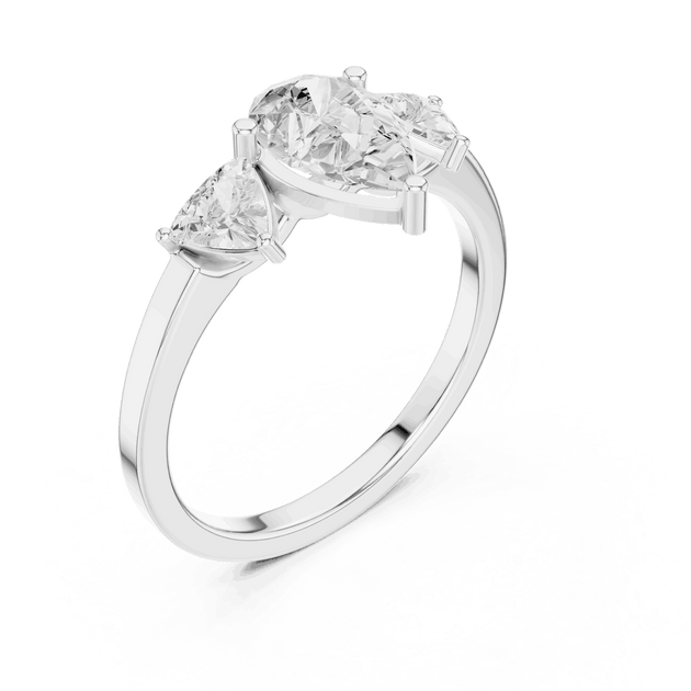 Pear Diamond Three Stone Engagement Ring Rose Gold 18K | Lab Grown | Driona Jewels