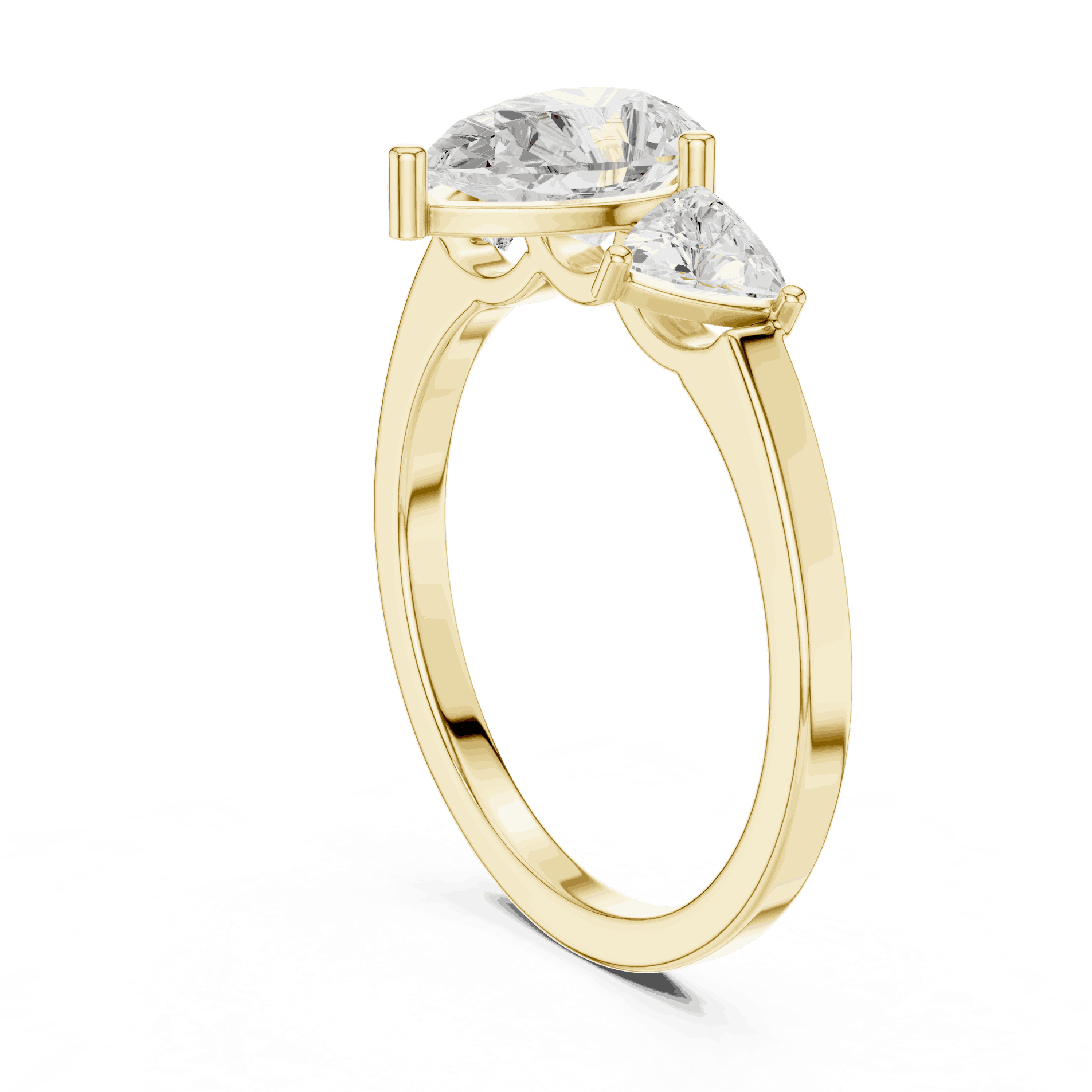 Pear Diamond Three Stone Engagement Ring Rose Gold 18K | Lab Grown | Driona Jewels