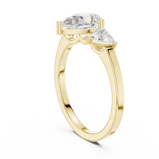 Pear Diamond Three Stone Engagement Ring Rose Gold 18K | Lab Grown | Driona Jewels
