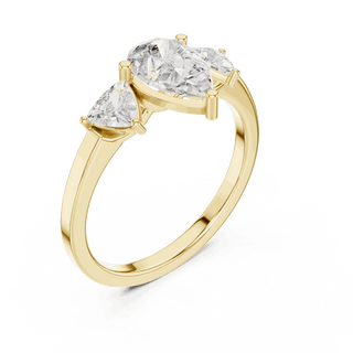 Pear Diamond Three Stone Engagement Ring Rose Gold 18K | Lab Grown | Driona Jewels