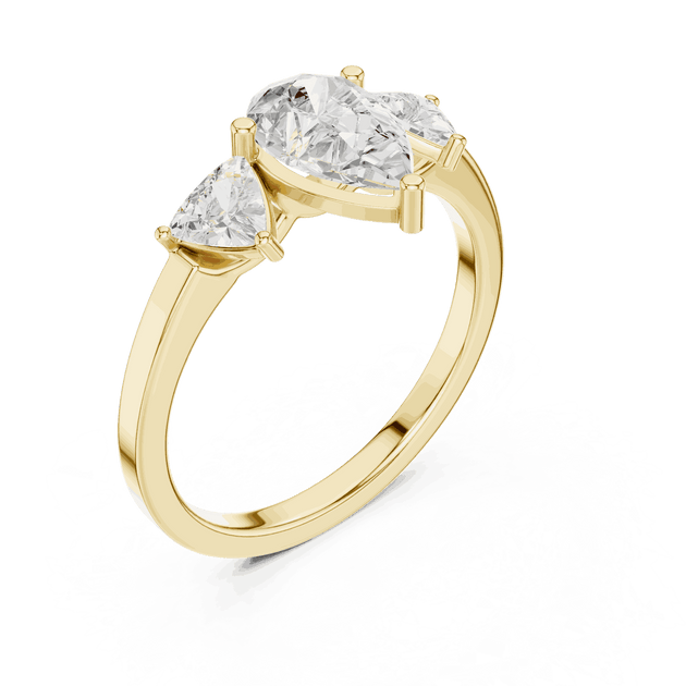 Pear Diamond Three Stone Engagement Ring Rose Gold 18K | Lab Grown | Driona Jewels