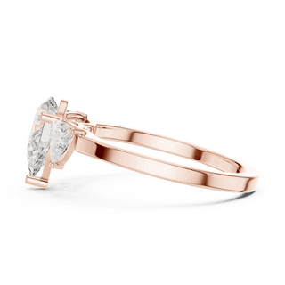 Pear Diamond Three Stone Engagement Ring Rose Gold 18K | Lab Grown | Driona Jewels