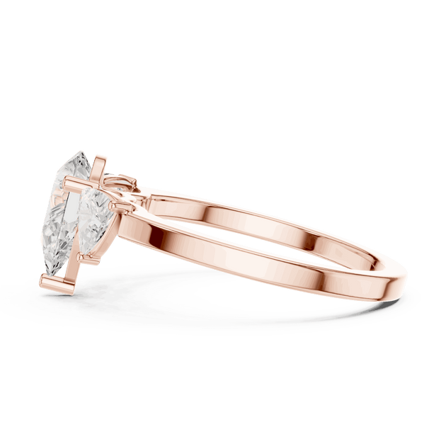 Pear Diamond Three Stone Engagement Ring Rose Gold 18K | Lab Grown | Driona Jewels