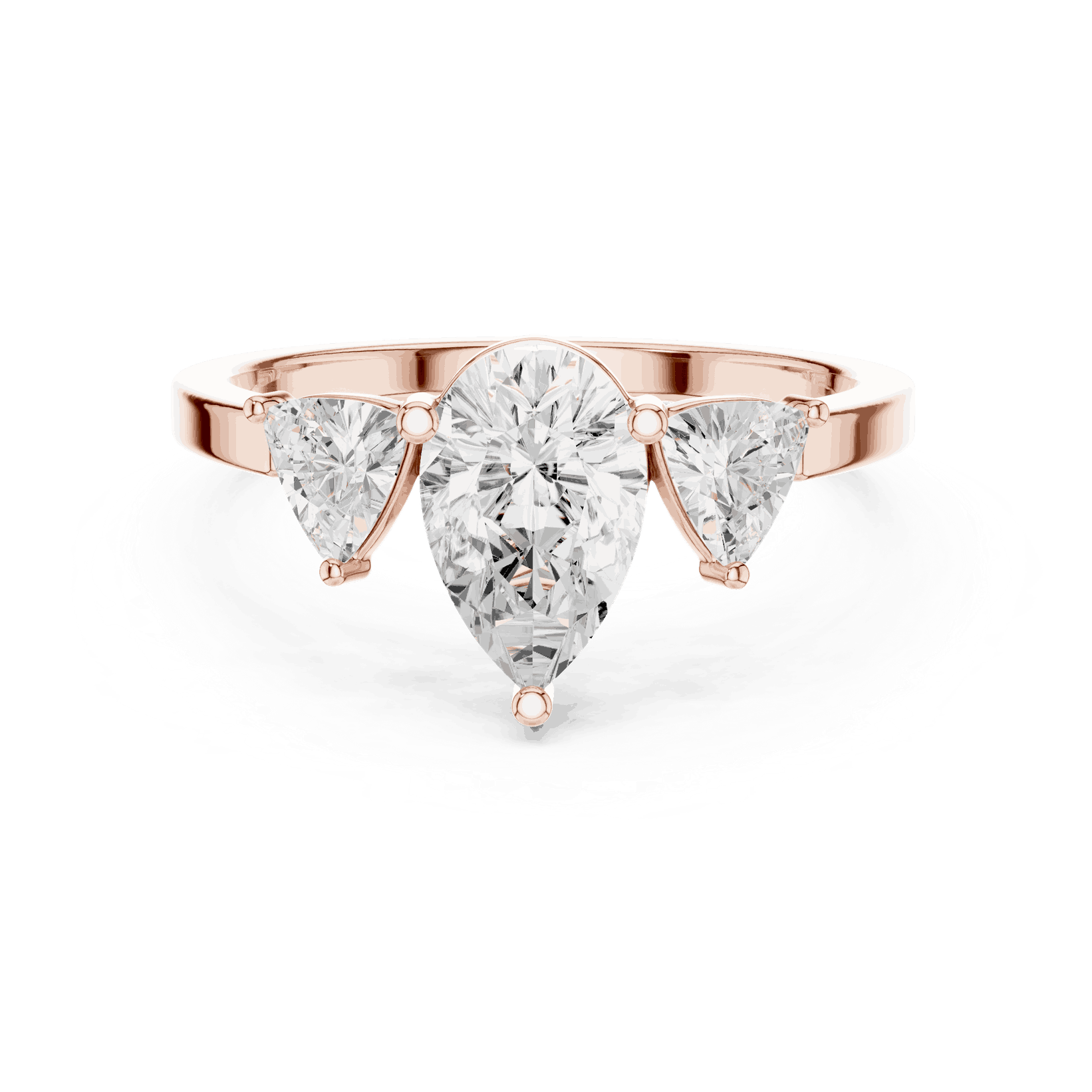 Pear Diamond Three Stone Engagement Ring Rose Gold 18K | Lab Grown | Driona Jewels