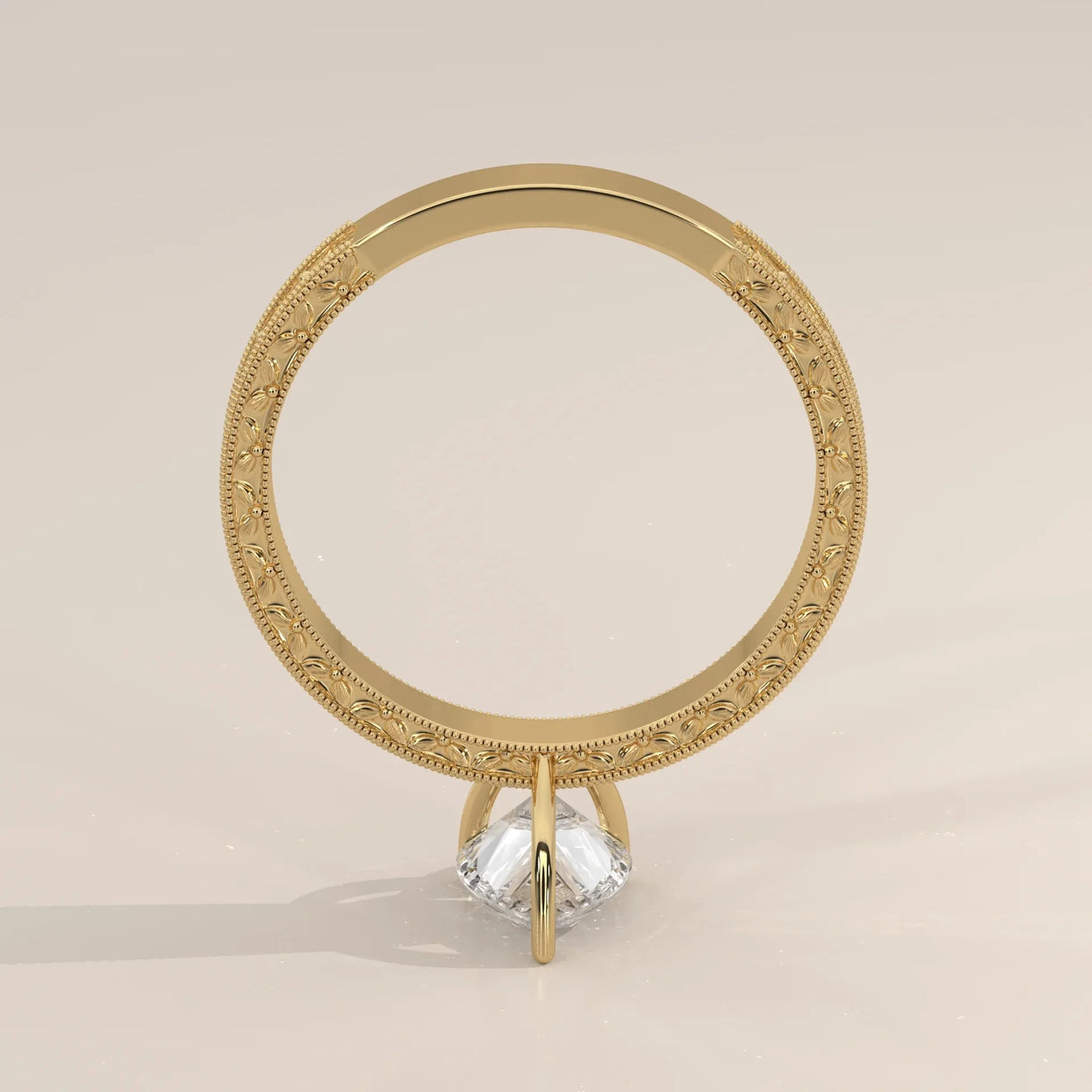 Front View: Pear Diamond Ring with Solitaire Setting in Yellow Gold – Lab Grown – Driona Jewels